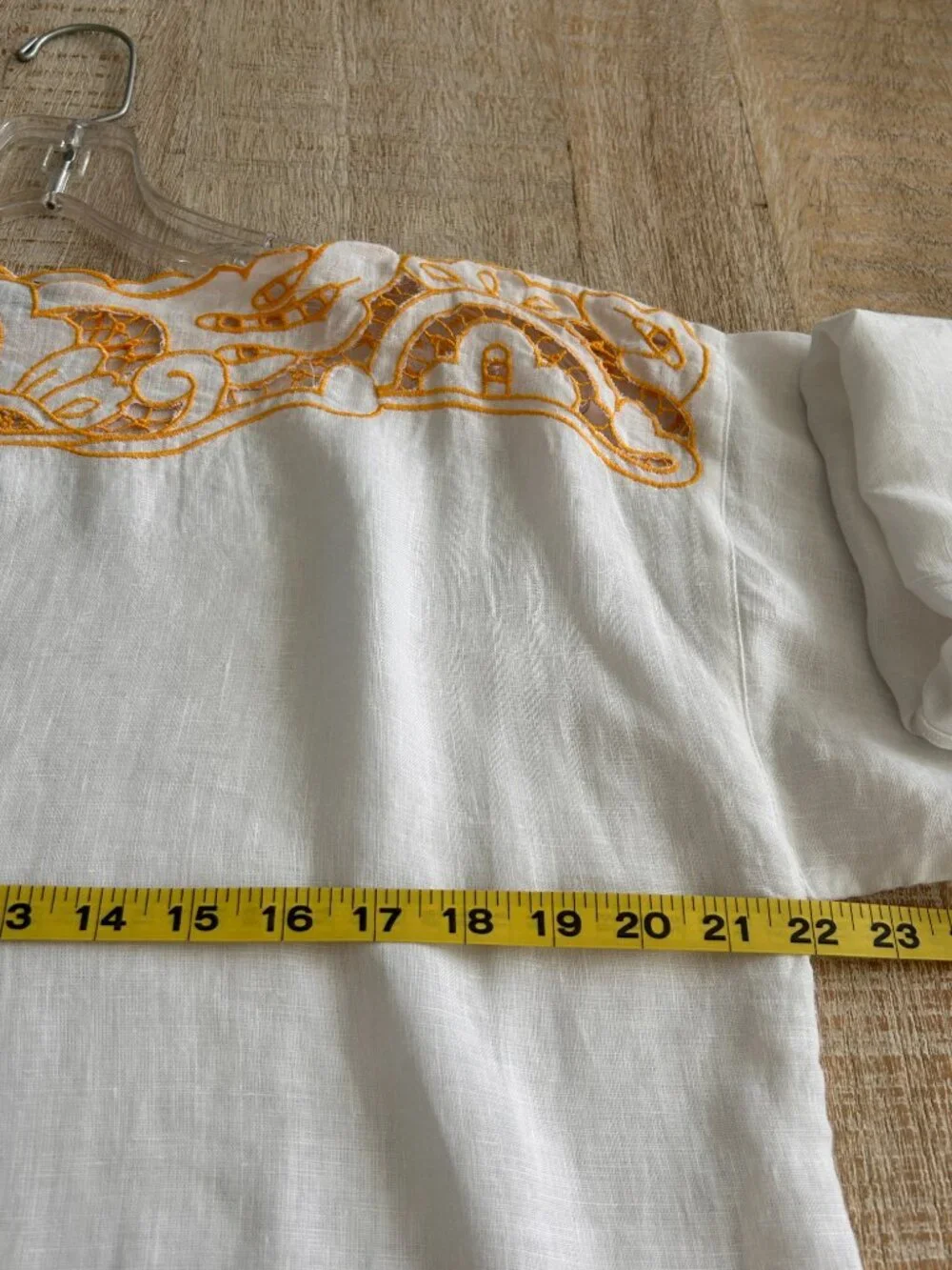 J. CREW Cutwork Tunic/Top/Blouse/Shirt Linen White Yellow‎ Embroidered Small